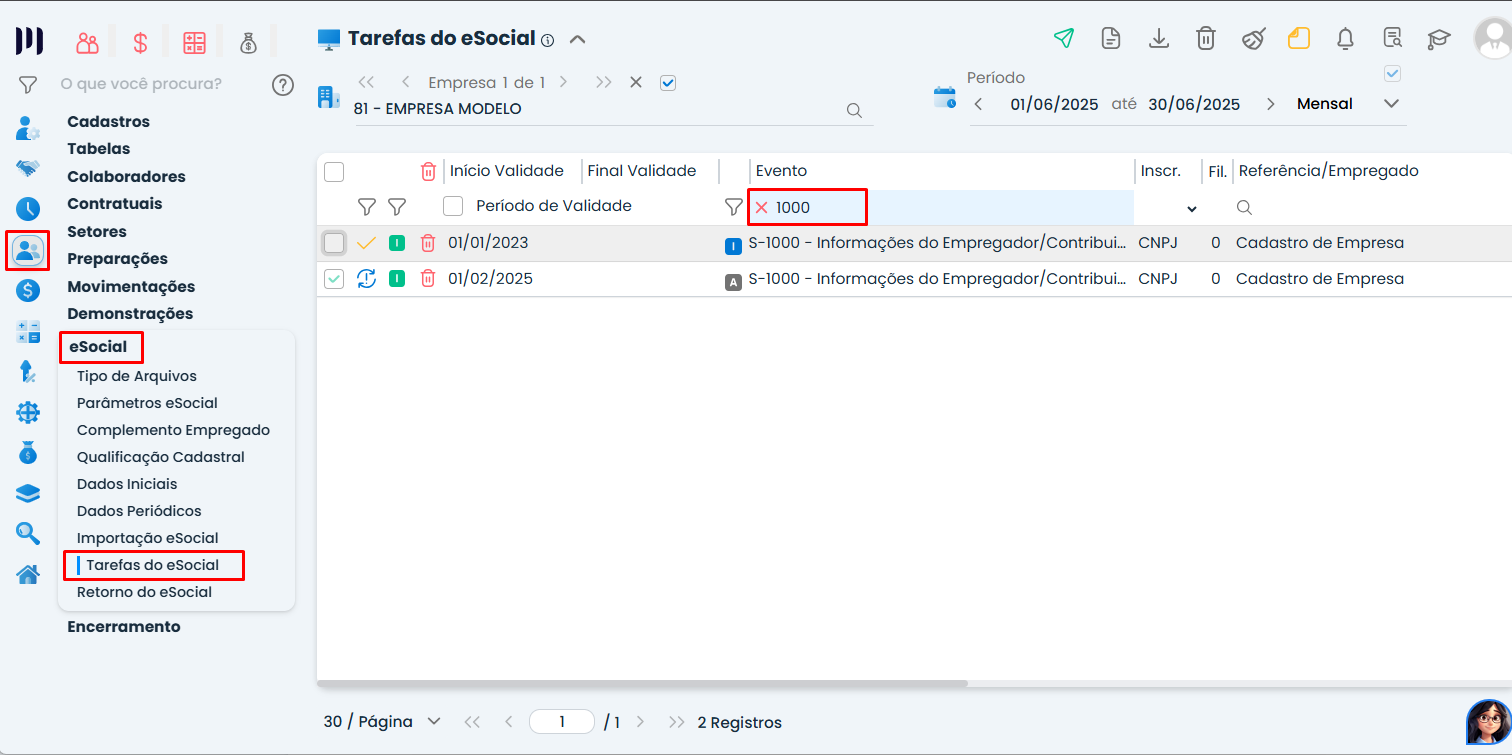 Essa imagem informa que você deve enviar novamente o evento S-1000.