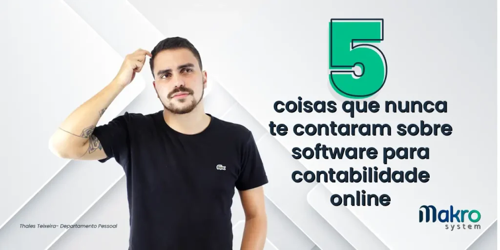 Thales Teixeira Consultor do Departamento Pessoal ao lado do titulo que chama atenção por ter muitas palavras e um numero "5" grande em cima