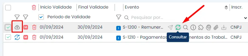 Consulte os eventos até eles mudarem de status de processado.