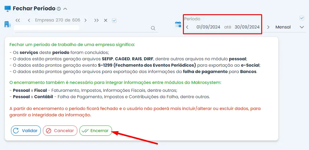 Campo para inserir as enviar o evento do eSocial dos Dados Periódicos
