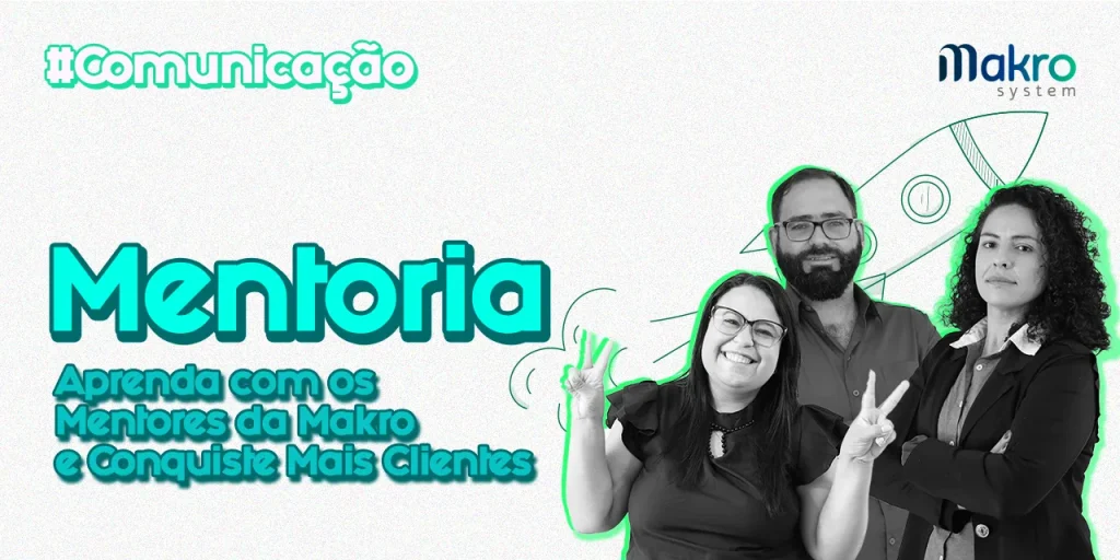 Três pessoas cinza, com um contorno verde claro, estão em frente a um desenho de um foguete com um contorno verde.