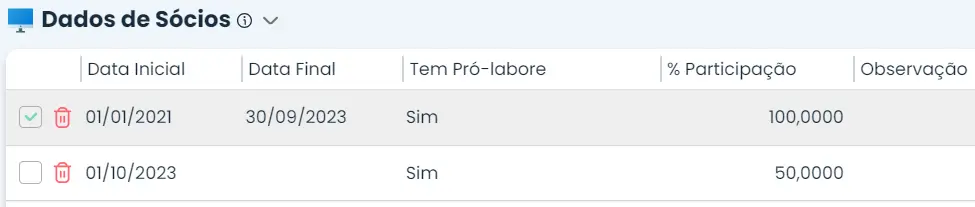 Aba do "dados dos sócios" no sistema Makro. Processo para cadastrar sócio