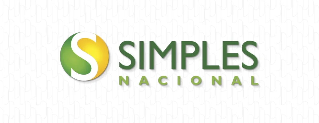 A imagem mostra a logo do SIMPLES NACIONAL com no fundo um pattern da Makro.
