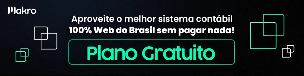 Imagem com um fundo escuro e detalhes em verde para te indicar sobre o plano gratuito e com um botão para conferir o plano!