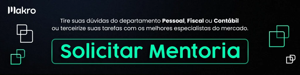 Imagem com um fundo escuro e detalhes em verde para te indicar sobre a mentoria e com um botão para solicitar a mentoria!