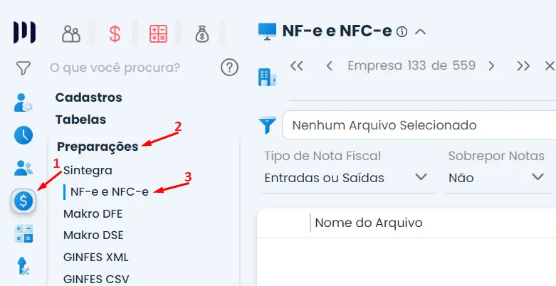 Na imagem vemos um print da tela do Sistema Makro, onde mostra o passo a passo para realizar o cancelamento da nota fiscal.