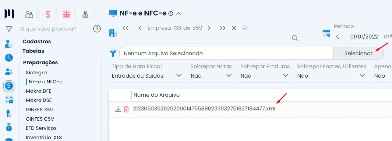 Na imagem vemos um print da tela do Sistema Makro, onde mostra o passo a passo para realizar o cancelamento da nota fiscal.