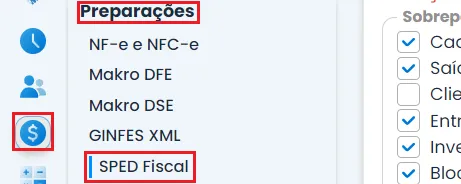 A imagem é um print do Sistema Makro, mostrando o caminho para a realização da importação do Sped Fiscal dentro do Sistema Makro.