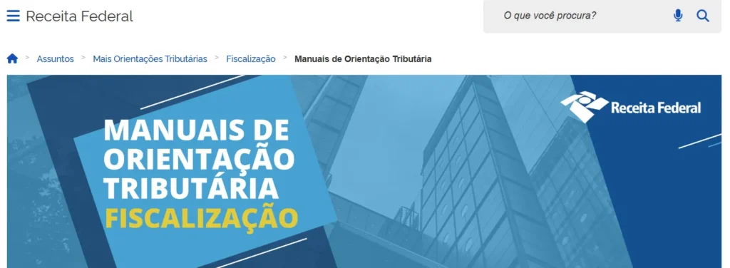A imagem mostra o caminho para acessar os Manuais de Orientação Tributária, e Juros sobre Capital Próprio. 