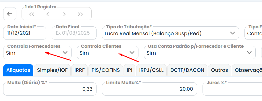 a imagem mostra como fazer o o controle de fornecedores e clientes