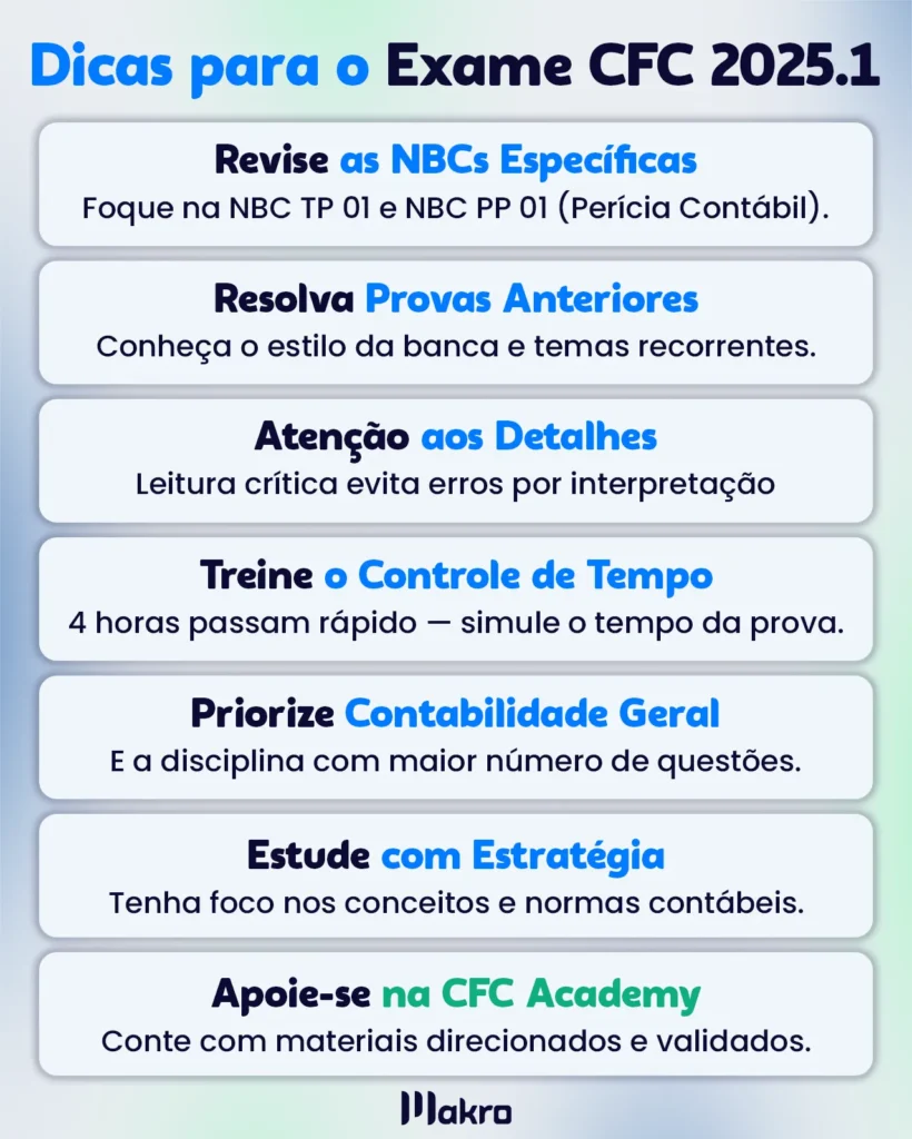 Esta imagem mostra 7 dicas dicas essenciais para ajudar a estudar e ser aprovado no Exame do CFC.