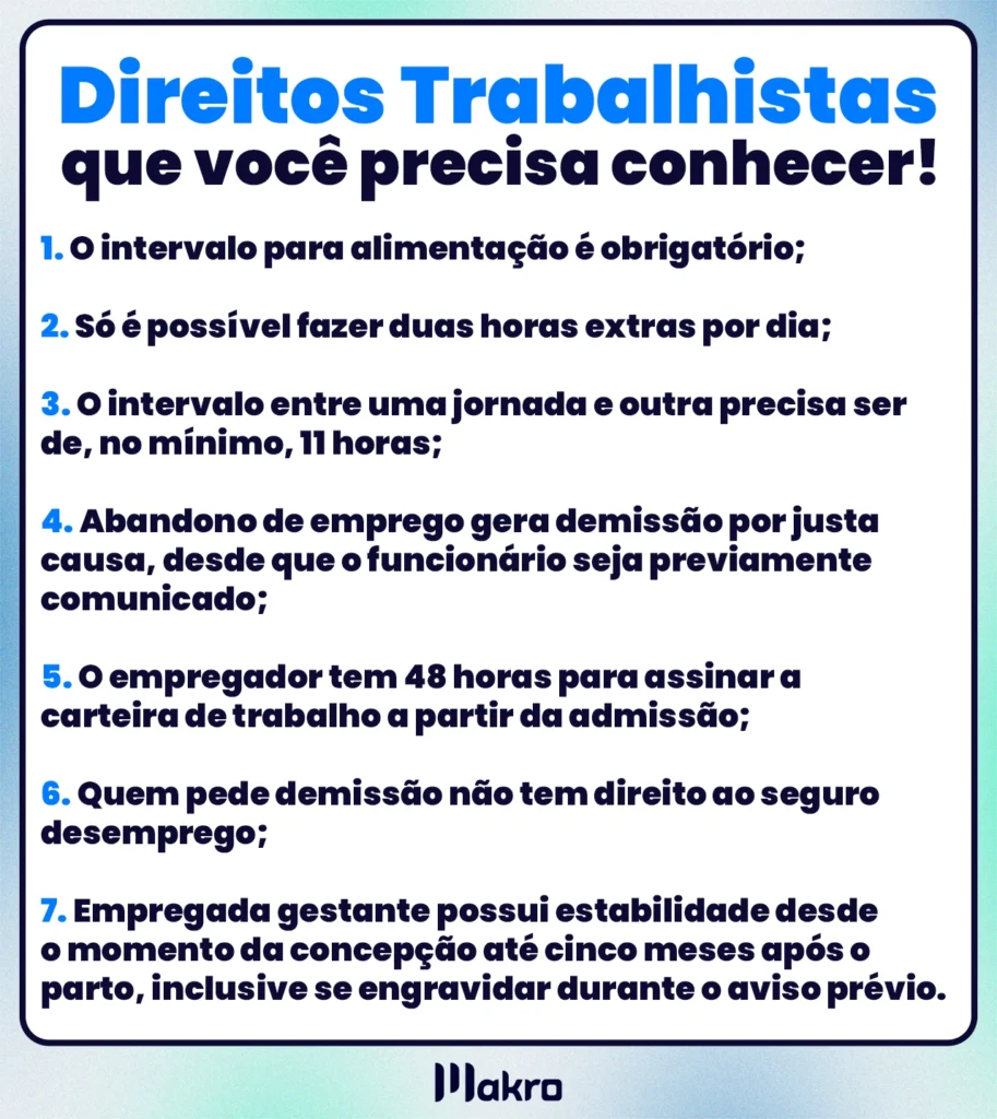 Uma lista de Direitos Trabalhistas Importantes para os trabalhadores.